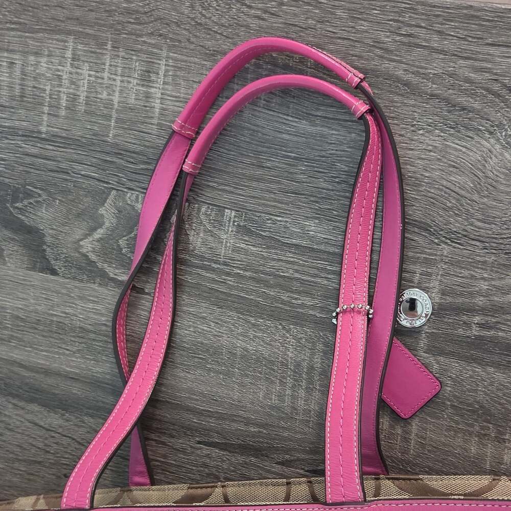 2000's Coach Signature Logo Tote Bag Large Brown Pink Diaper Bag Vtg Y2K - Picture 13 of 14